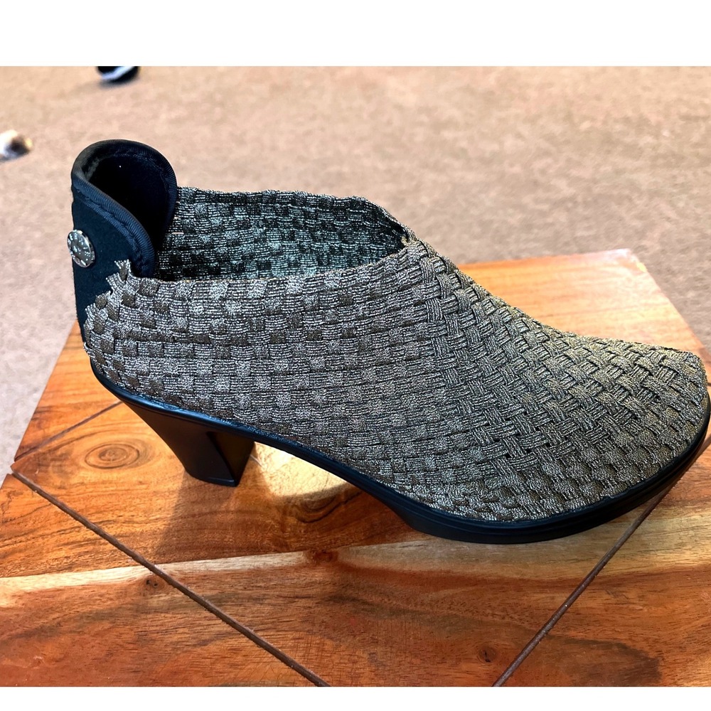 Bernie Mev Bronze Metallic Woven Elastic Wedge Ankle Boots Womens 39 US 8